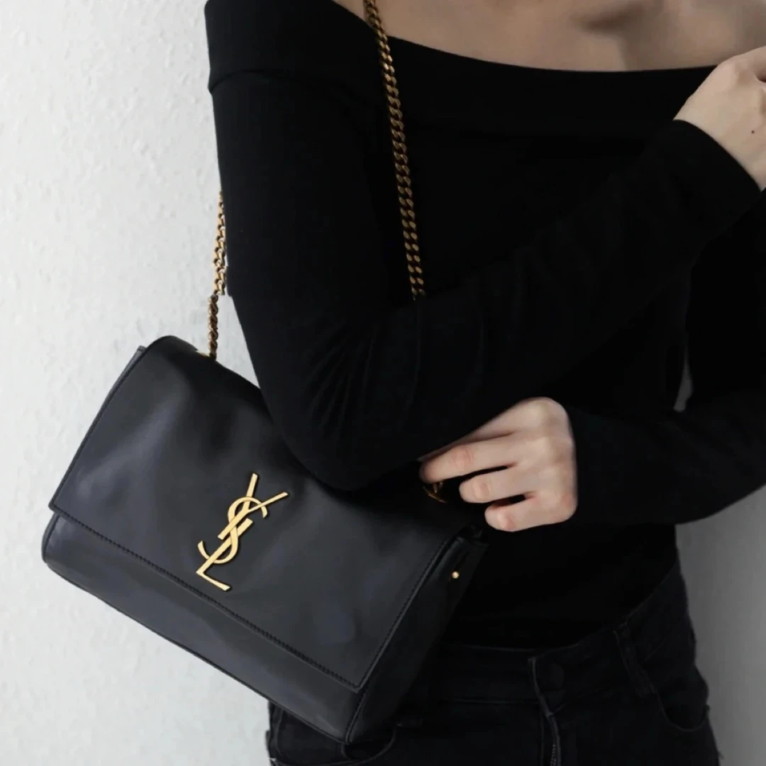 99新 YSL/圣罗兰 ysl 双面kate黑金光面/优品