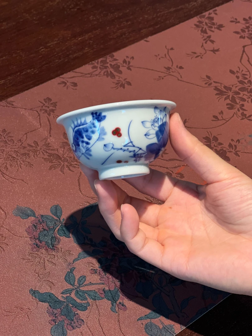 小桥窑八大荷花鳜鱼压手杯
