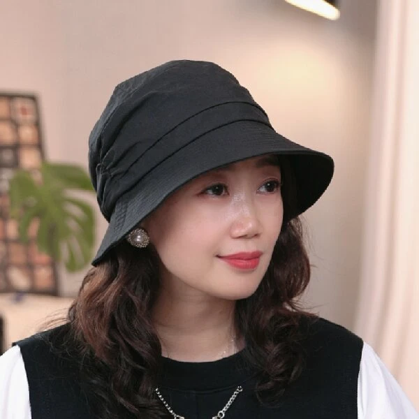 春夏季新款百搭遮阳帽防晒遮脸早春复古褶皱堆堆帽速干休闲帽子女