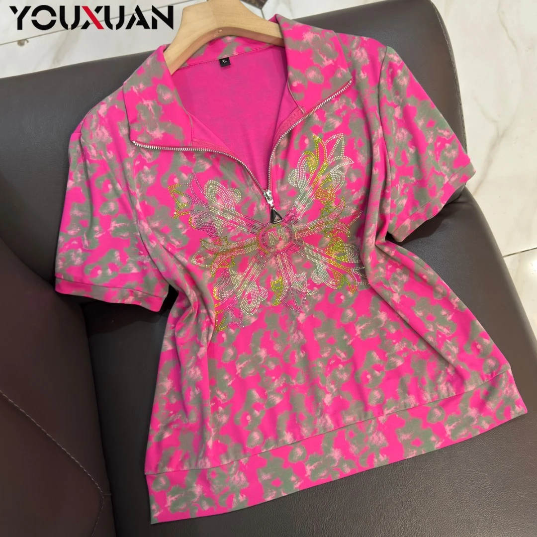 春夏季新品女士短袖立领休闲T恤上衣女装翻领时尚小衫卫衣31401