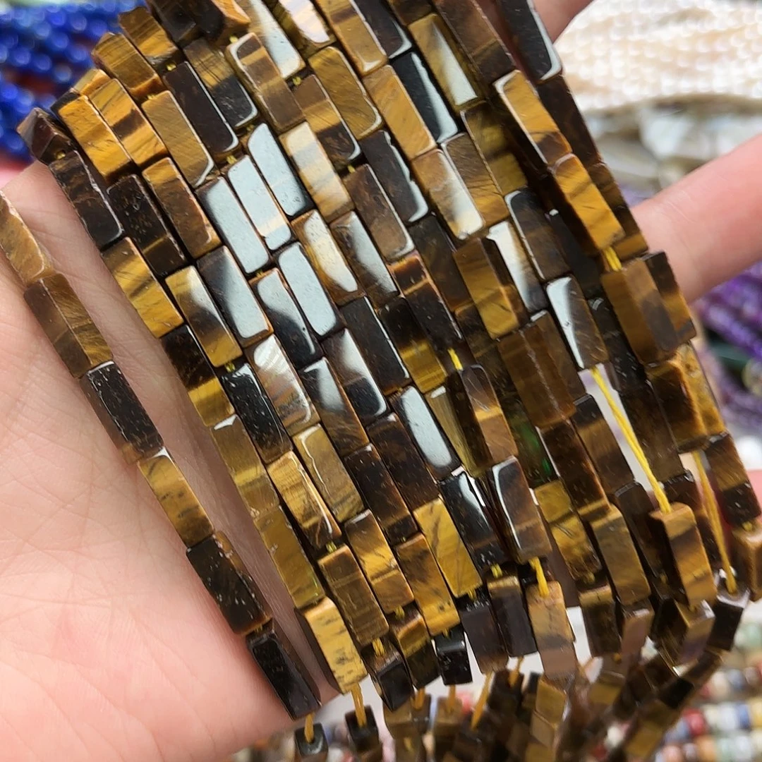 玛瑙/玉髓未镶嵌珠宝半成品4×13虎眼长方柱一条