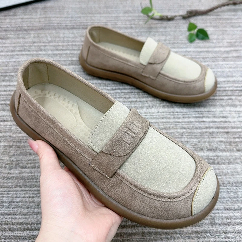 老北京布鞋女春季新款时尚乐福鞋平底单鞋一脚蹬懒人鞋舒适休闲鞋