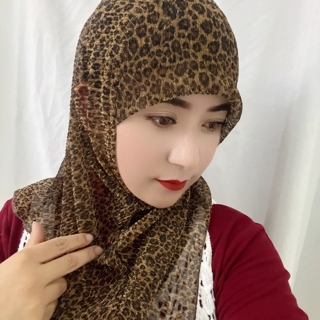 新款豹纹妈妈款盖头洋气百搭小套头围巾柔软舒适