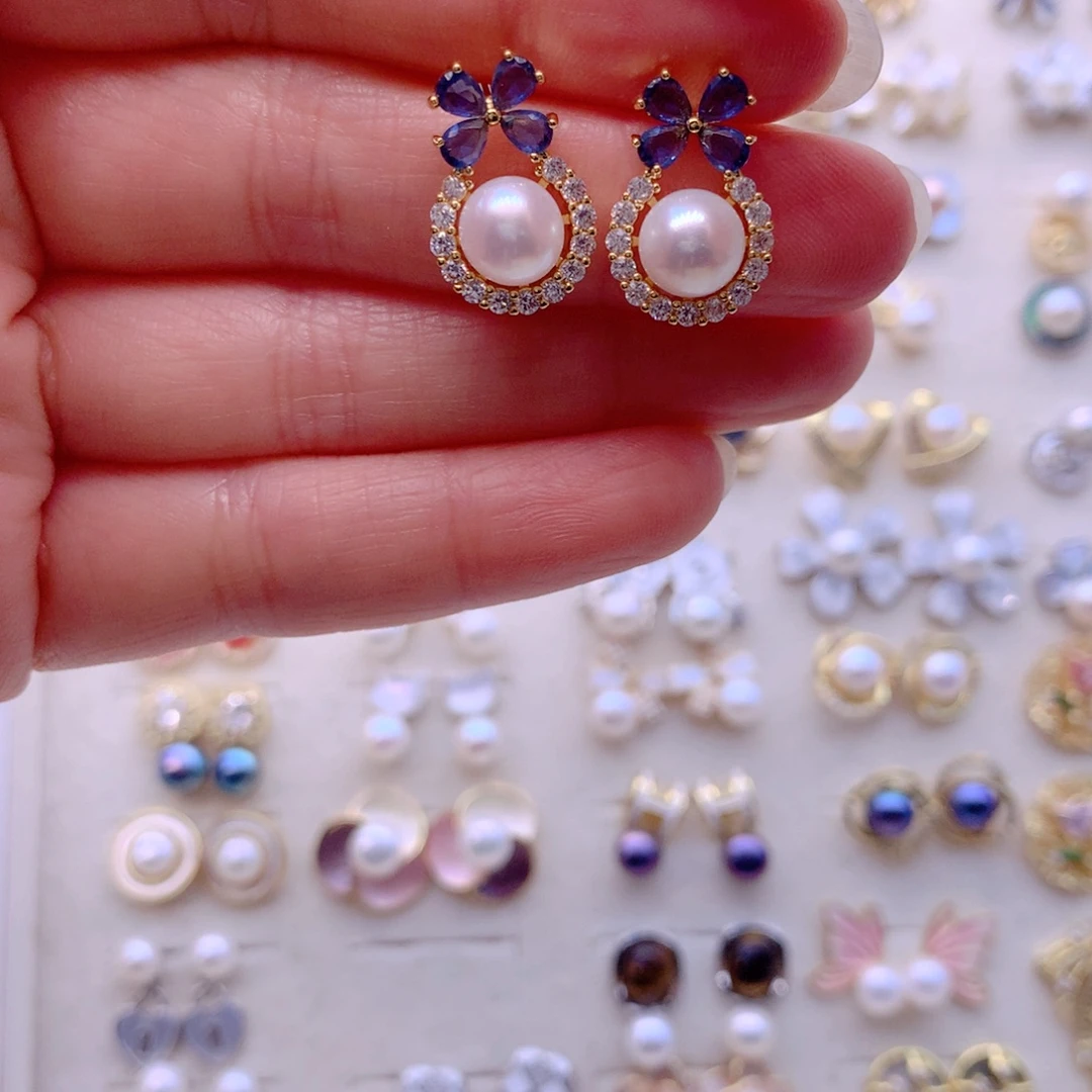 合金淡水珍珠耳饰