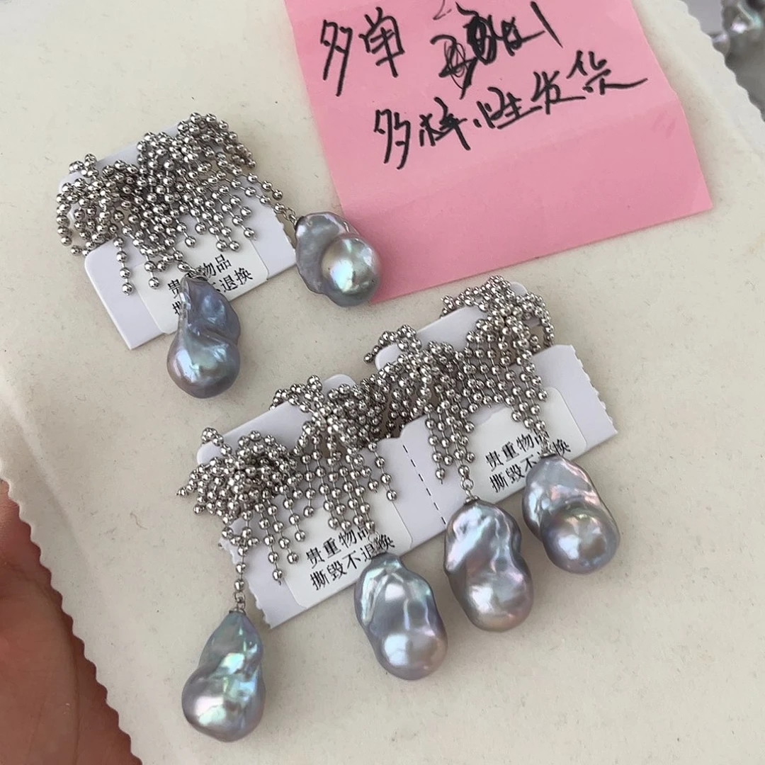 合金淡水珍珠耳饰