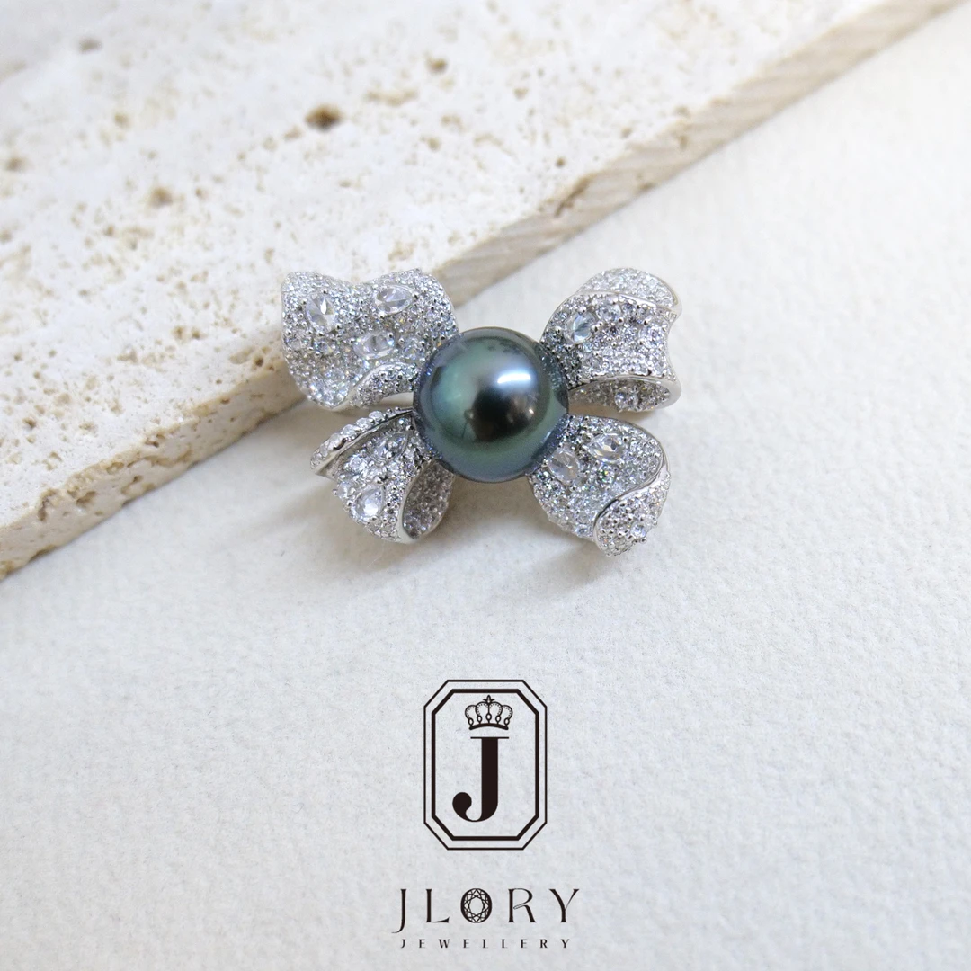 S925 10-11mm 海水大溪地蝴蝶结吊坠胸针俩用款 806