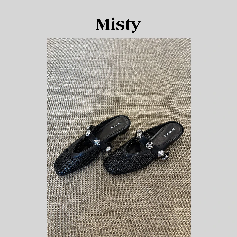 Misty 雾屿女鞋|3.5cm|夏季新款时尚百搭低跟浅口软底包头拖