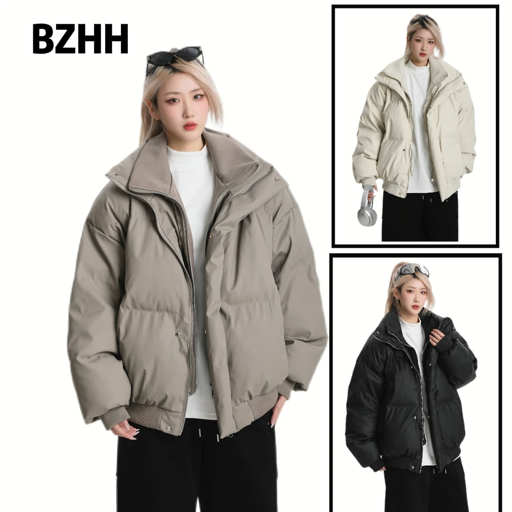 【现货+假两件棉服】立领皮衣冬季保暖棉衣男女款棉服棉服加厚韩版