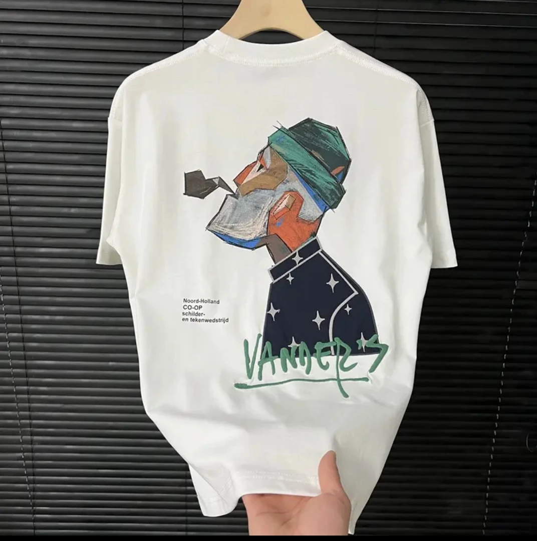 男士短袖T恤2025夏季新款个性印花纯棉青春流行潮流休闲时尚圆领