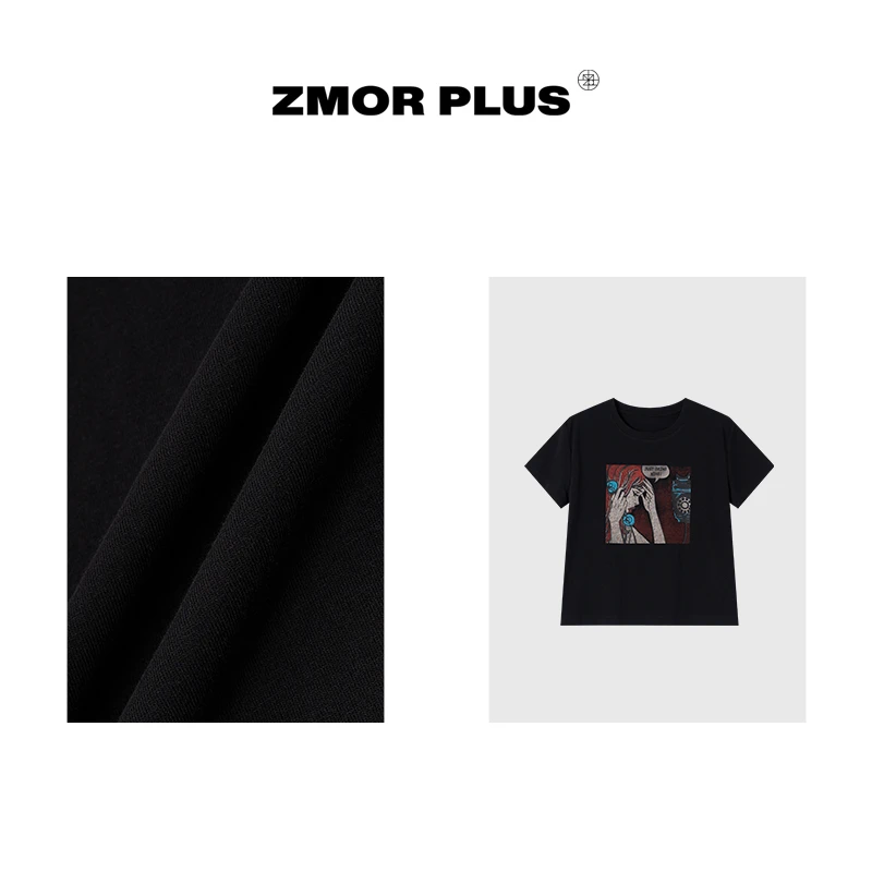 ZMOR+25新款美式复古街头印花圆领短袖T恤P25BS706