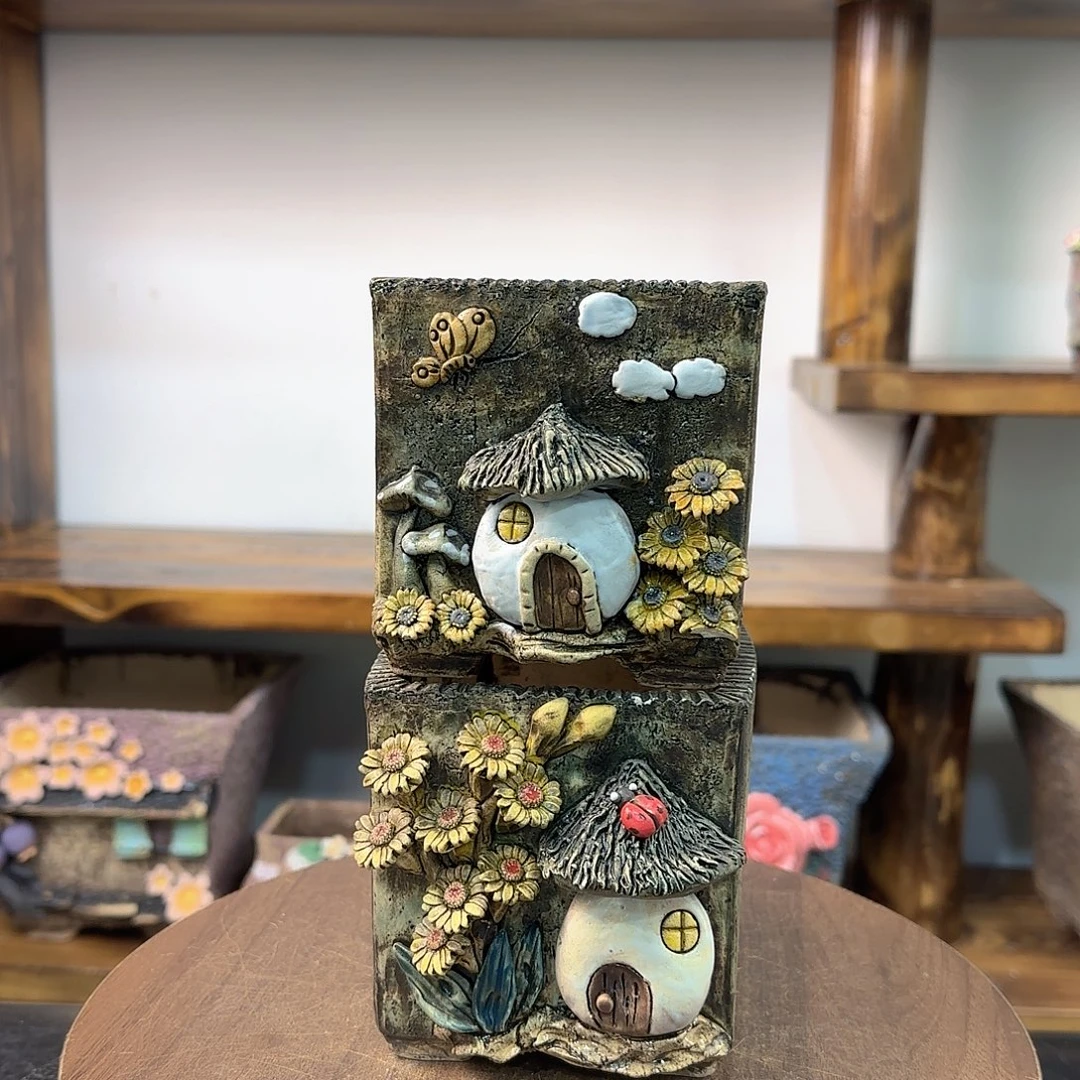 本默花器麦饭石花盆