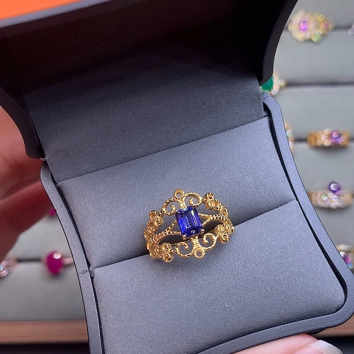 戒指银S925镶嵌蓝宝石