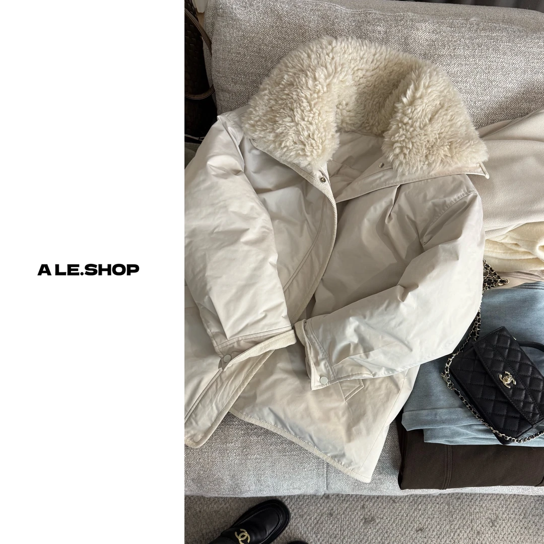 【阿乐家】大码微胖“清冷美人”立领派克服休闲防风保暖毛领棉服外套