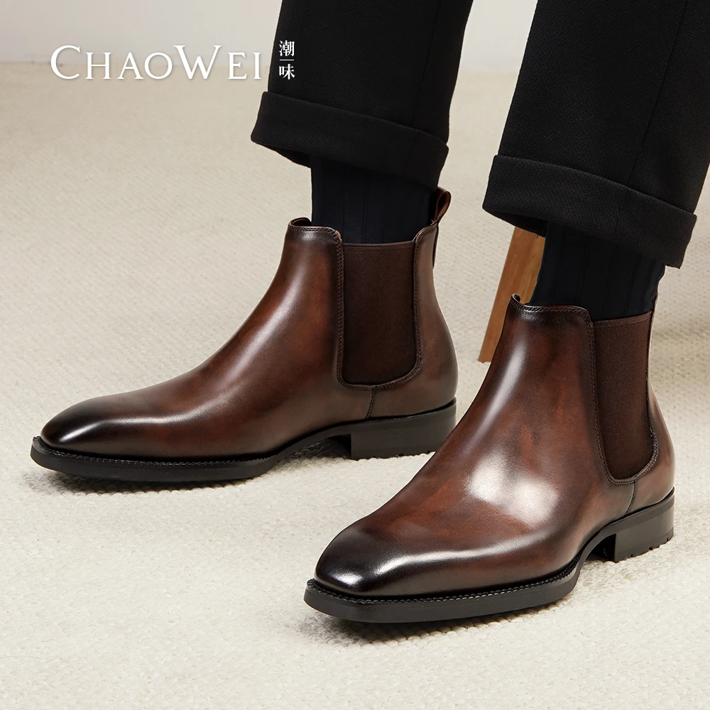 男士切尔西靴商务皮靴真皮马丁靴秋季靴子加绒保暖休闲时尚K30
