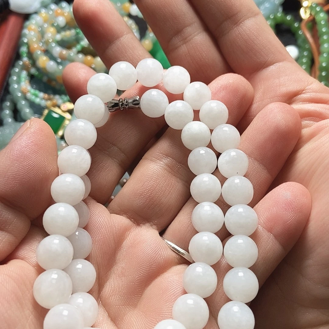 和田玉未镶嵌颈饰和田玉白玉珠链