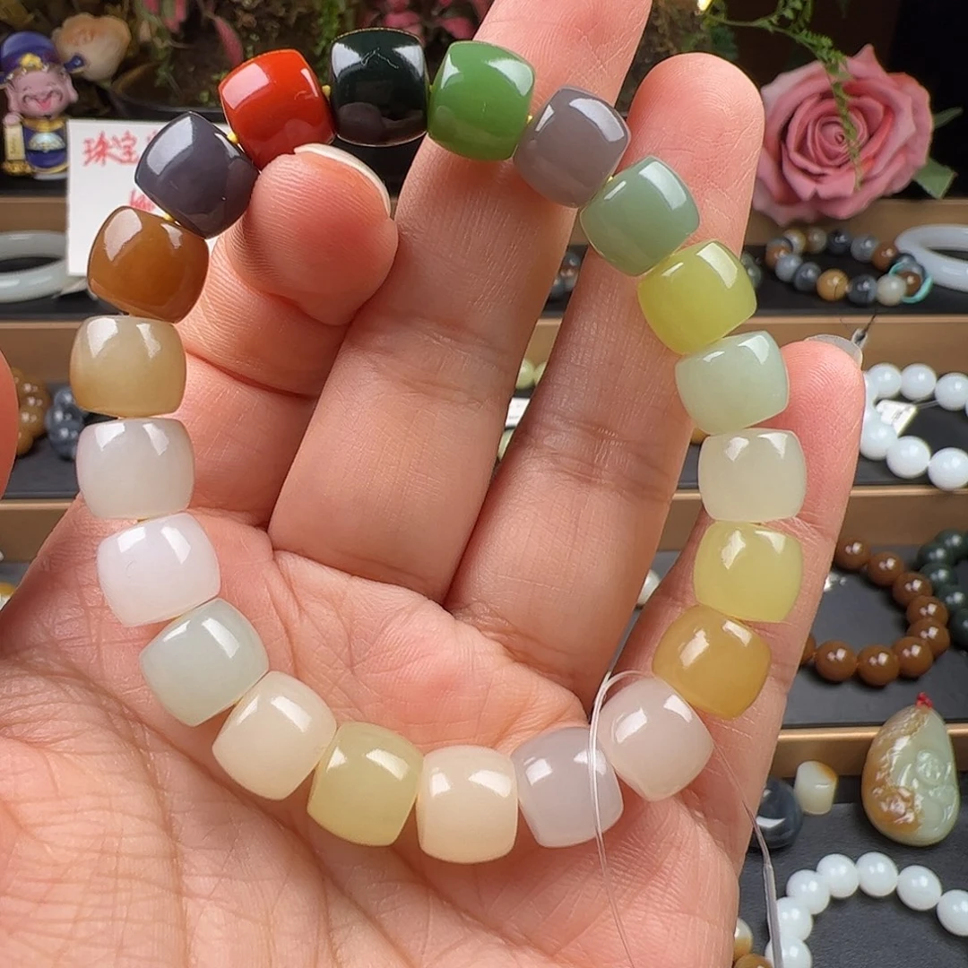 和田玉未镶嵌手链色标级多宝卡10