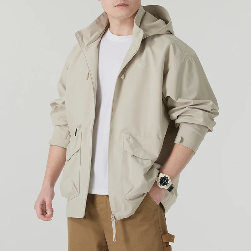 NEW BALANCE男装梭织夹克外套2025新款户外运动连帽上衣NAF17031