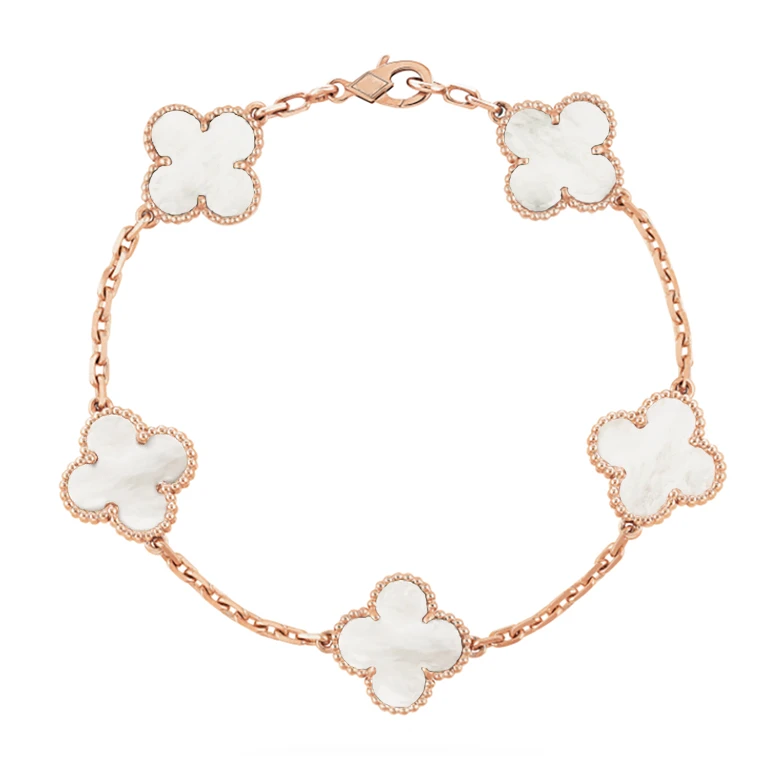 铜合金手链 【四叶草】轻奢C位经典五花气质款双面百搭手链 礼盒