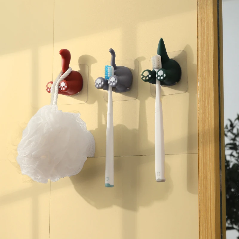 卡通动物挂钩无痕免打孔牙刷挂架插头支架门后挂钥匙钩子浴室可爱