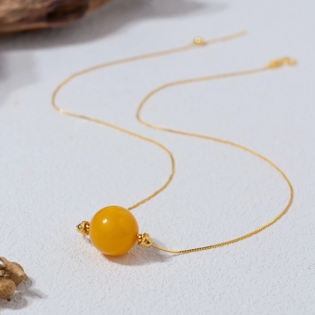 【富贵圆满 】蜜蜡项链925（天然珠宝多样性发其一）