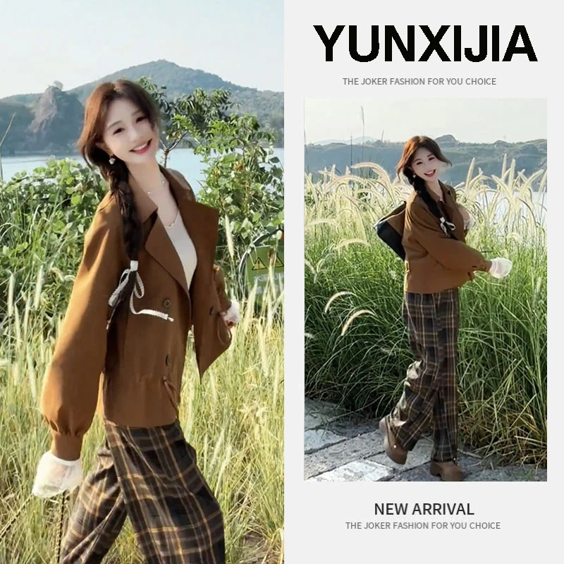 2025流行一整套秋季洋气宽松设计感超好看外套裤子两件套