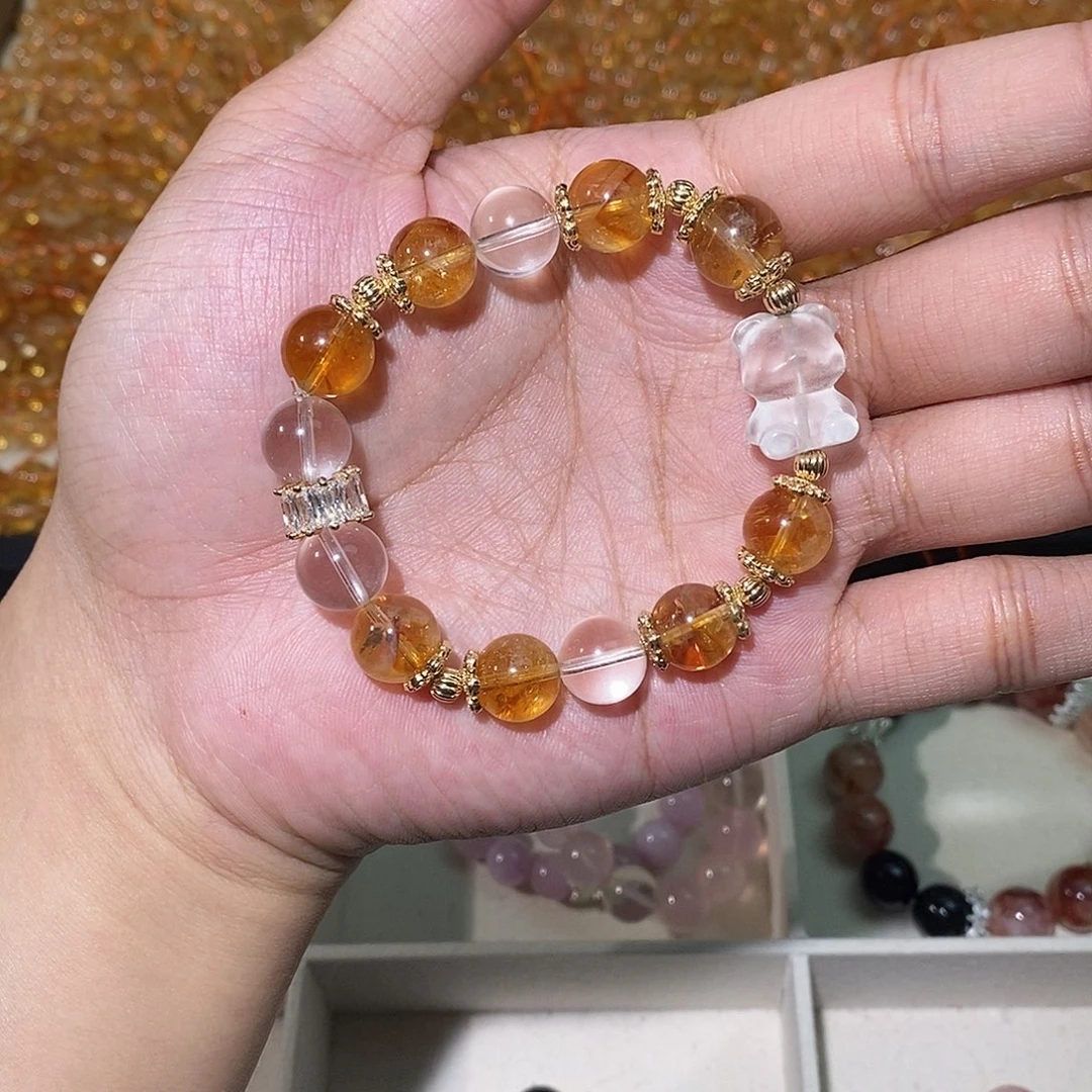 水晶手链未镶嵌金霸棉袄熊