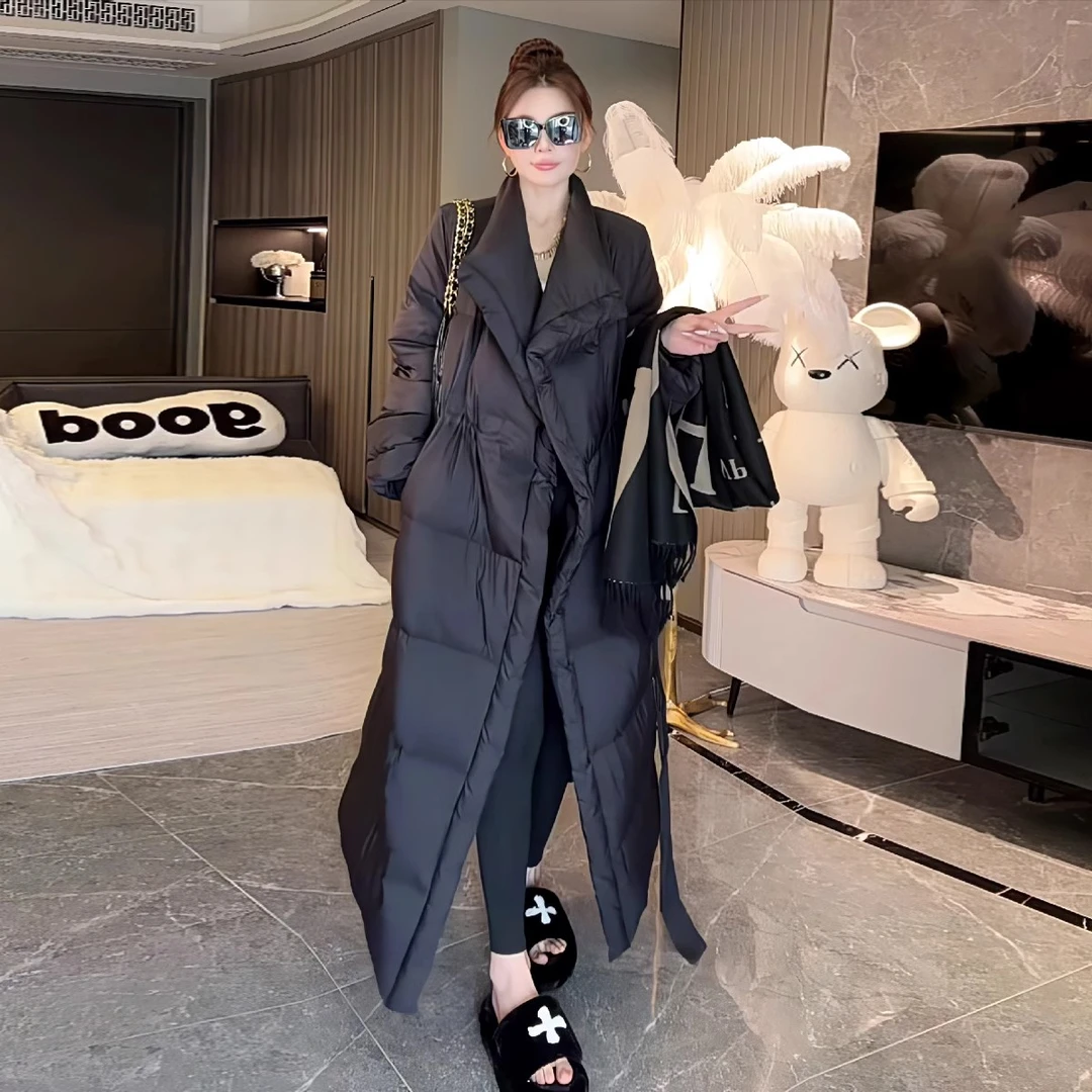 韩式超好看高级感羽绒棉服女冬新款小个子宽松大摆时尚中长款外套