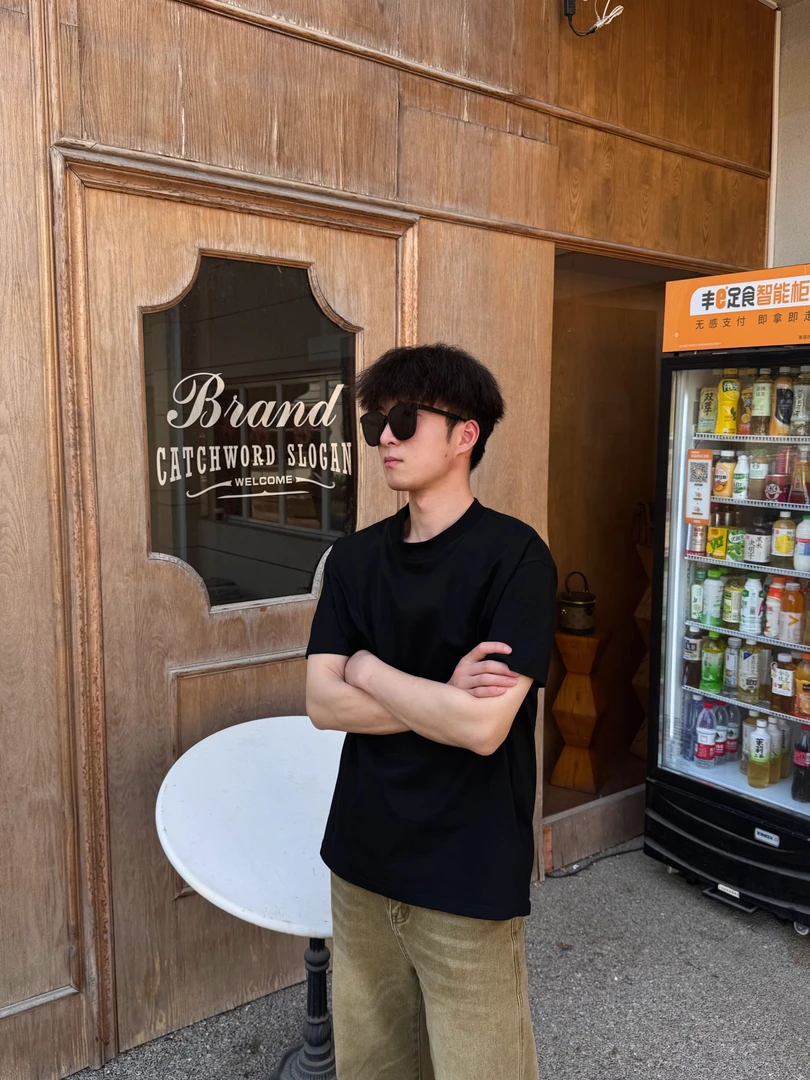 T恤新款240克索罗娜纯色男款女款短袖T恤情侣透气衣服运动圆领t恤