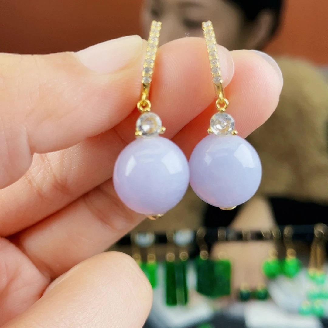 翡翠银S925镶嵌耳饰