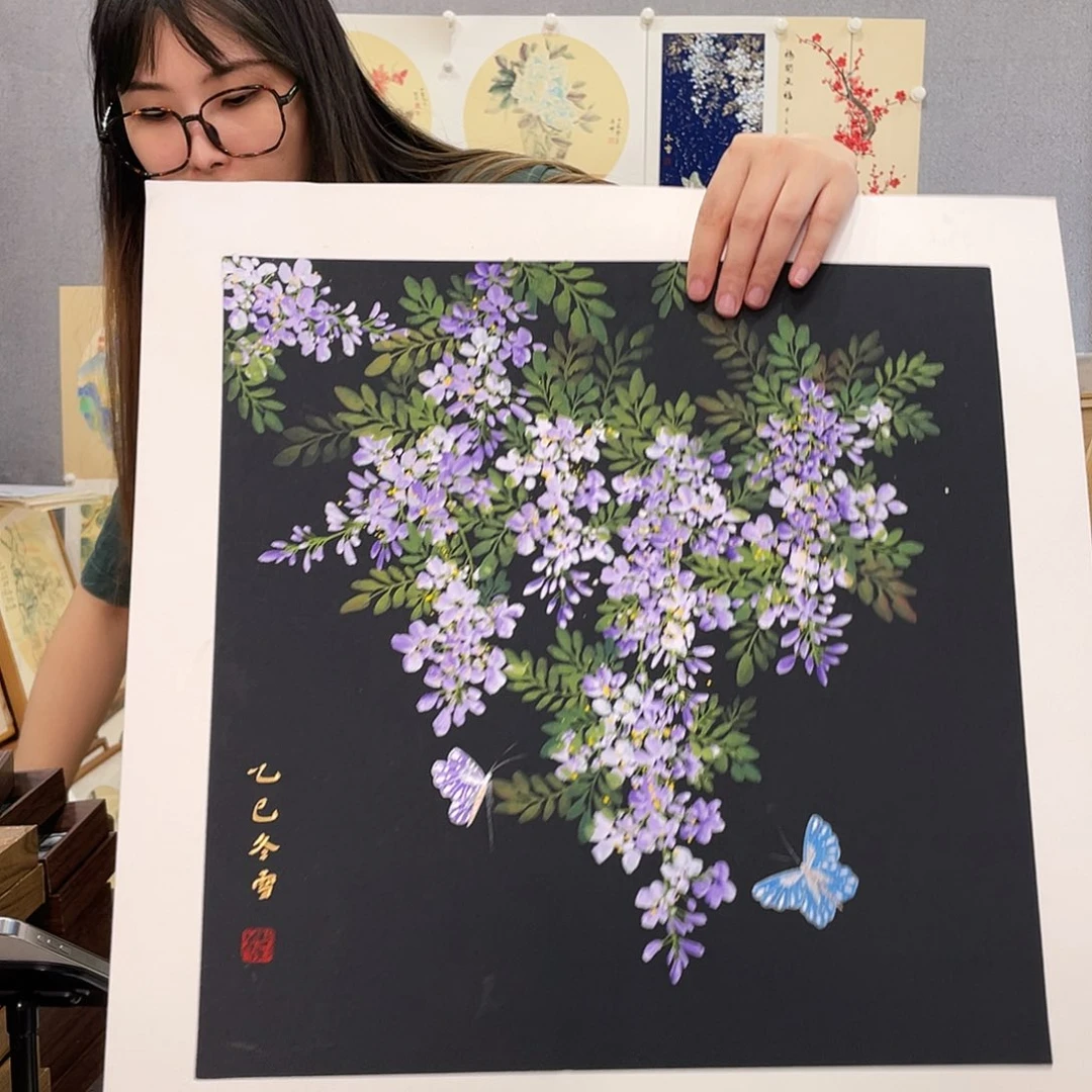 …****国画手绘带框尺寸：53*53