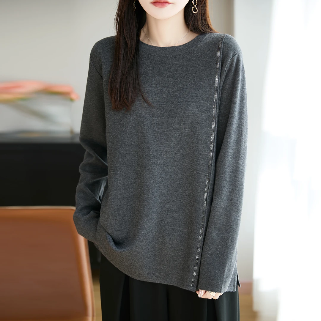 高端胖mm秋冬大码女士宽松毛衣中长款高级感内搭可外穿针织打底衫