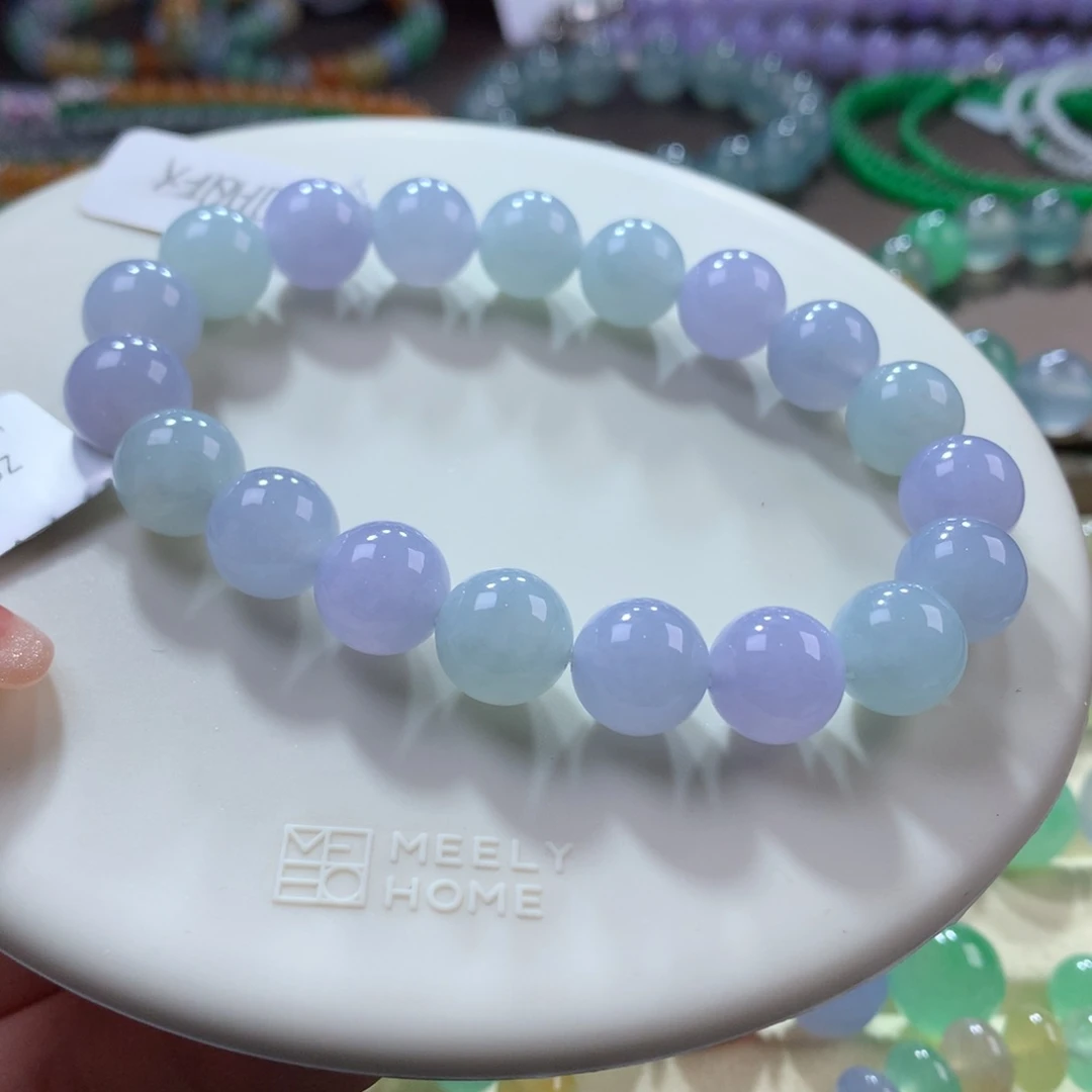 翡翠手链未镶嵌胶润细腻春彩卡10