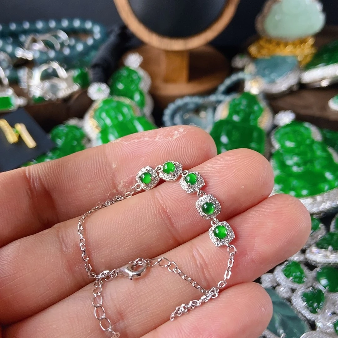 翡翠手链银S925镶嵌129手链