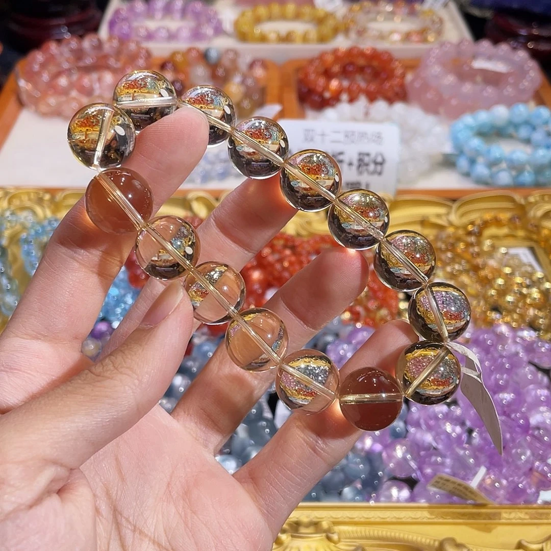 水晶未镶嵌手链巴西黄水晶15.3