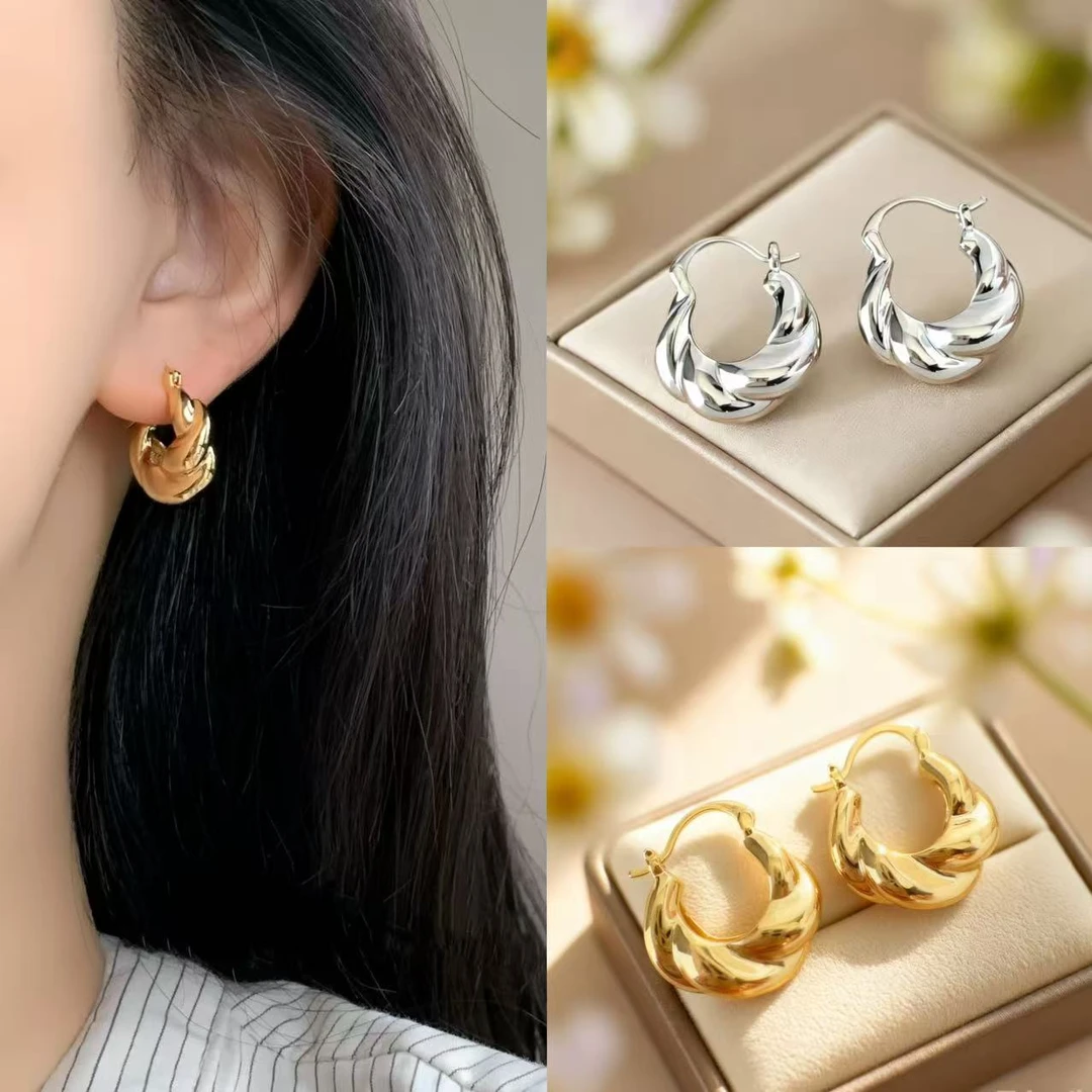 铜合金耳饰 c75 c76丽银【光面包包耳扣】气质休闲简约百搭耳环3008