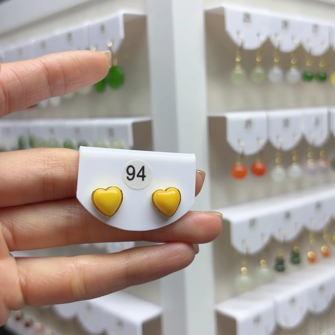 蜜蜡银S925镶嵌耳饰