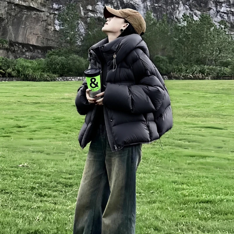 运补6-8【505】宽松连帽加厚棉衣女冬季2025新款小个子短款面包服女