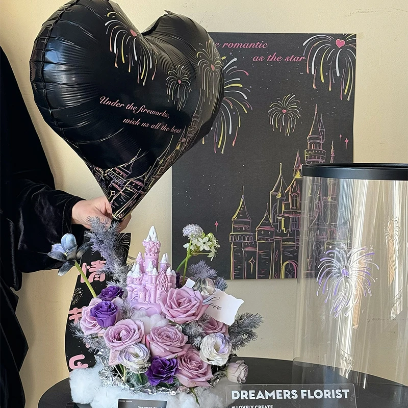 【花寻礼韵】情人节新款气球氛围感快乐飘带鲜花束装饰礼物花店材料