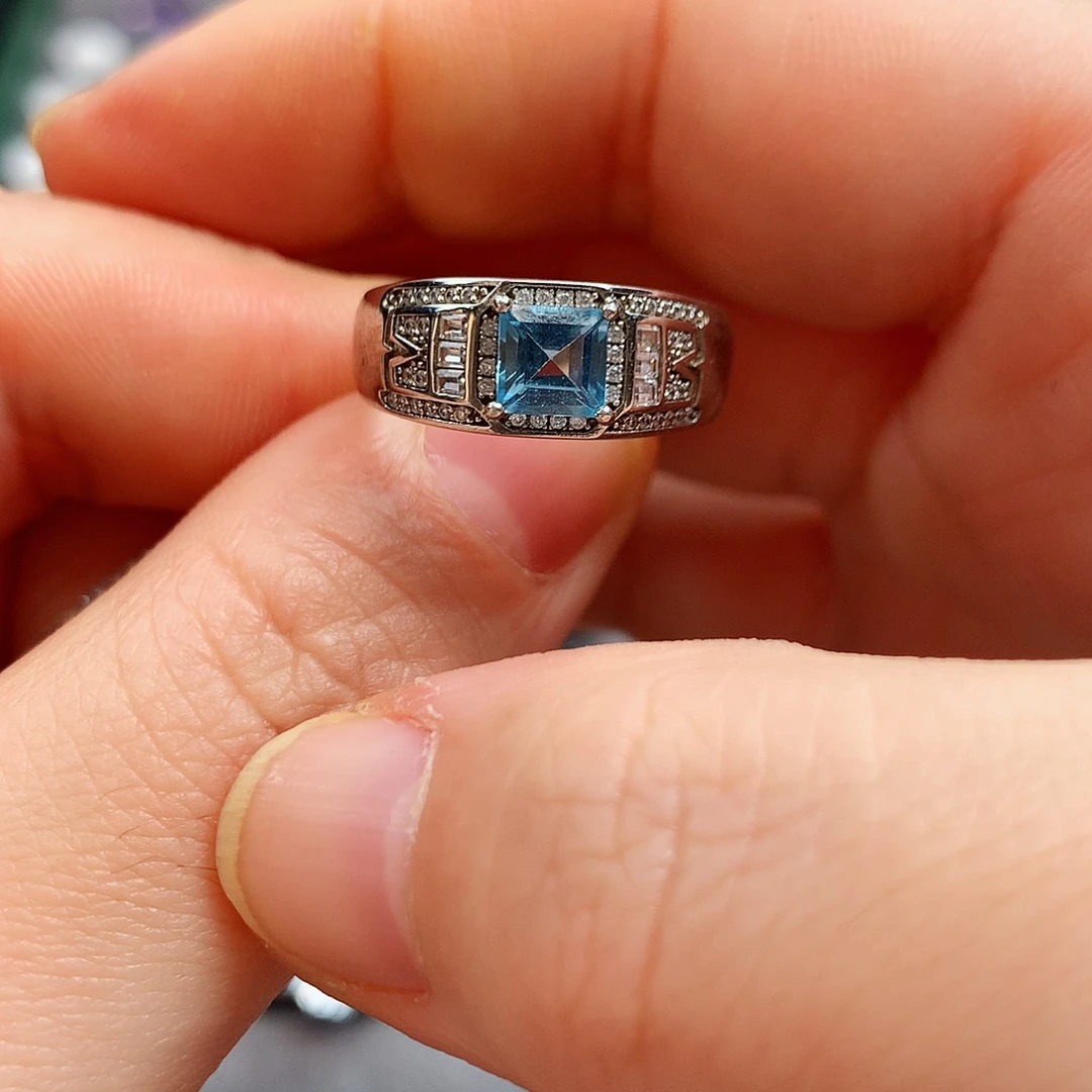 银S925镶嵌戒指托帕石