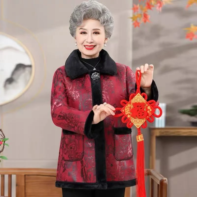 8171-中老年人冬装棉服外套女加绒加厚妈妈装棉衣【5楼东】