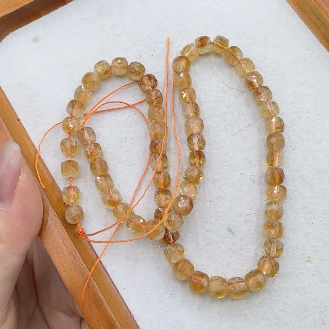 玛瑙/玉髓未镶嵌珠宝半成品一级黄水晶切面方糖一条卡6