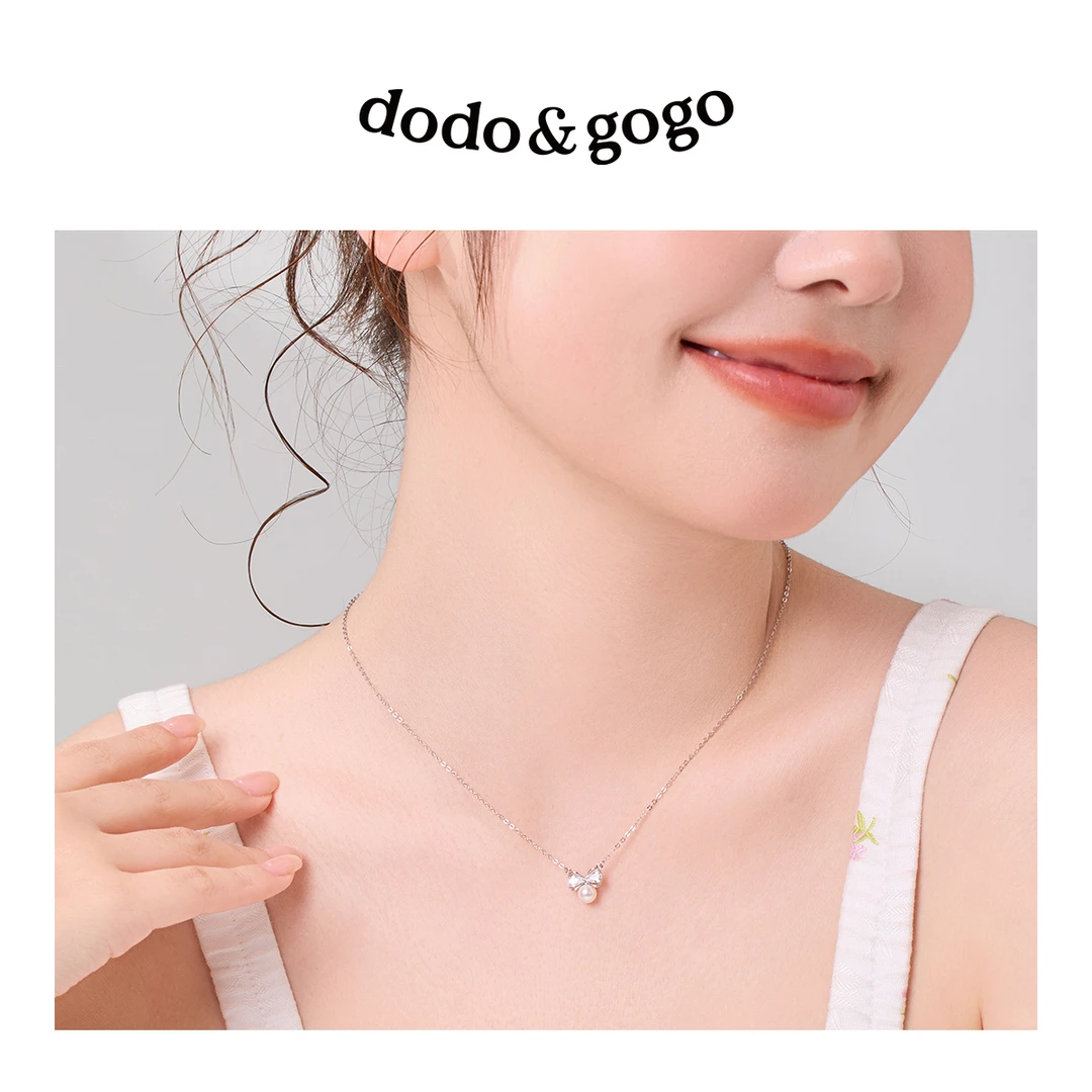 DODOGOGO 合金项链 蝴蝶结珍珠项链轻奢高级感锁骨链2025新款颈链