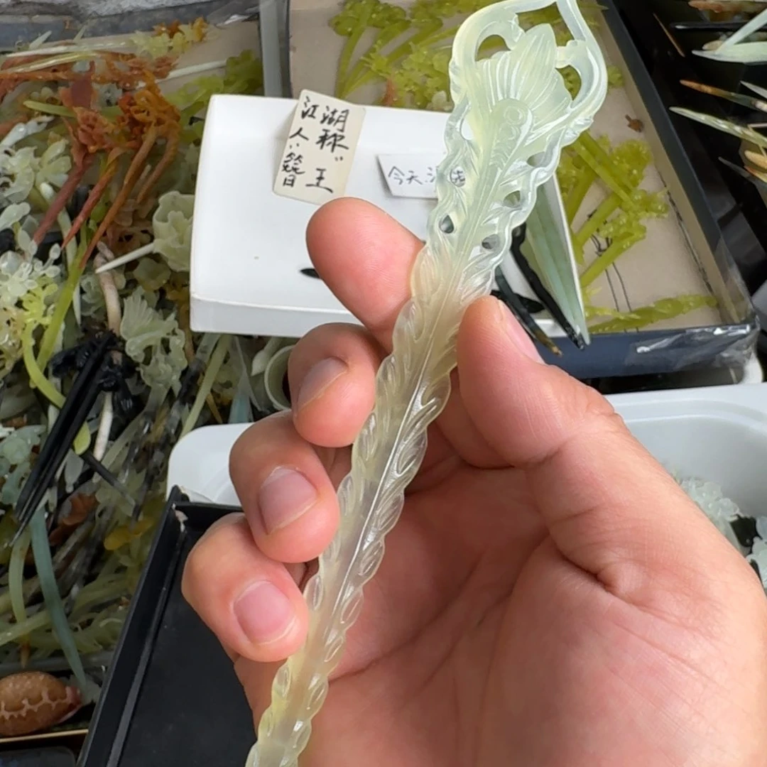 岫玉未镶嵌发饰明君玉簪就是好看