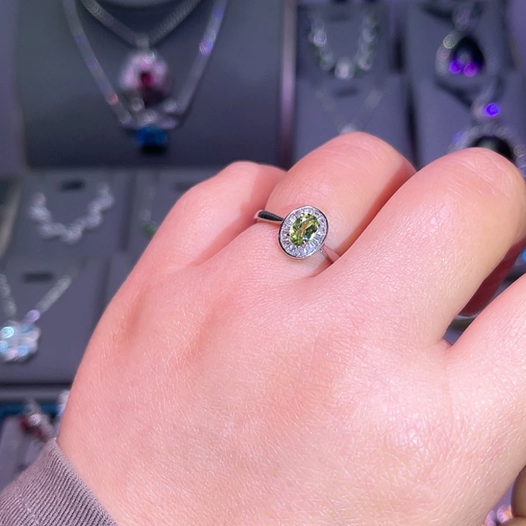 【闪购商品】橄榄石戒指银S925镶嵌