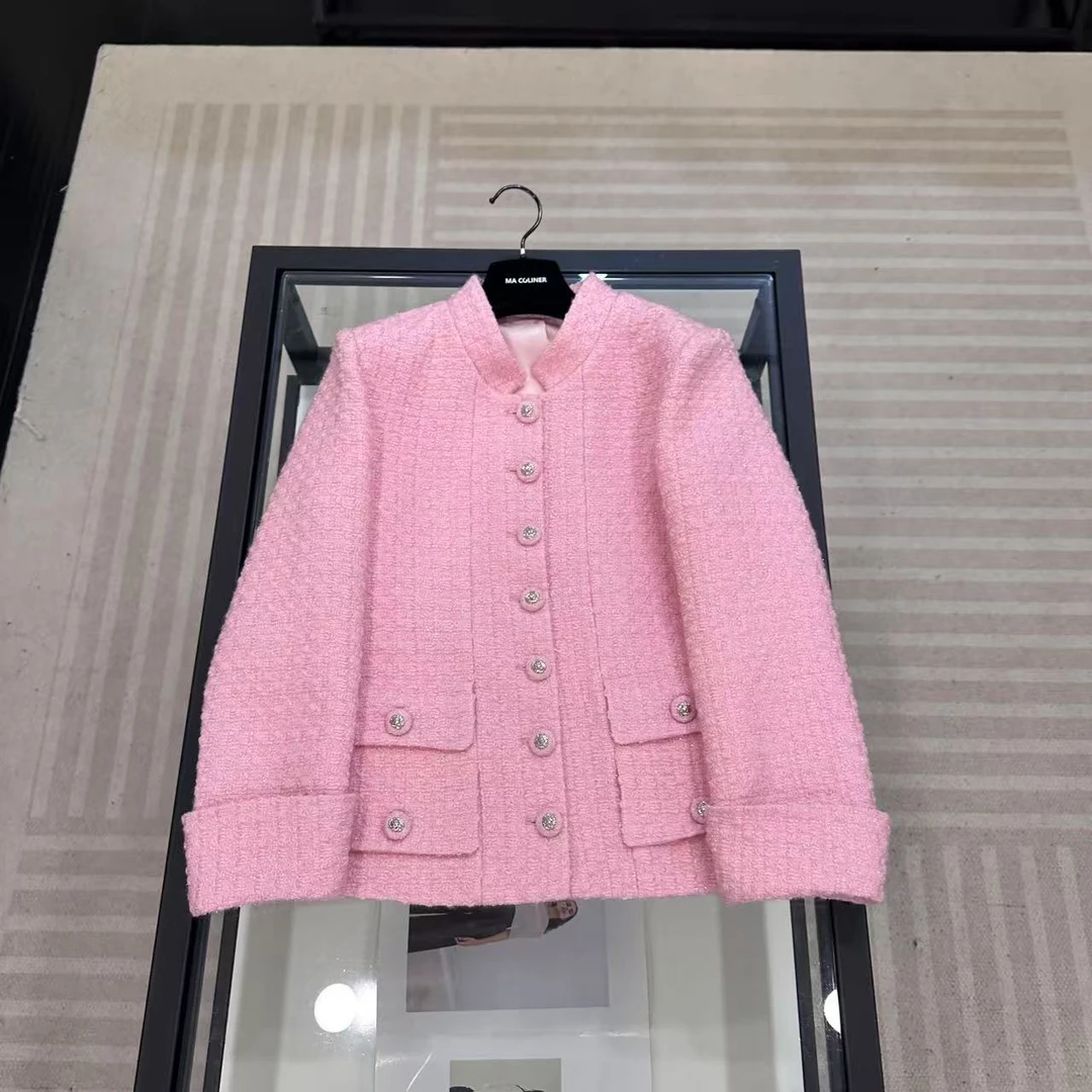 ALL IN 粉色时尚小香风外套女