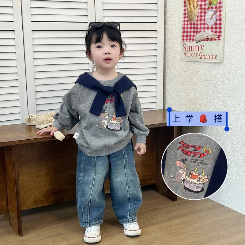 Q25110WY披肩卡通卫衣鱼子酱品牌女童童装