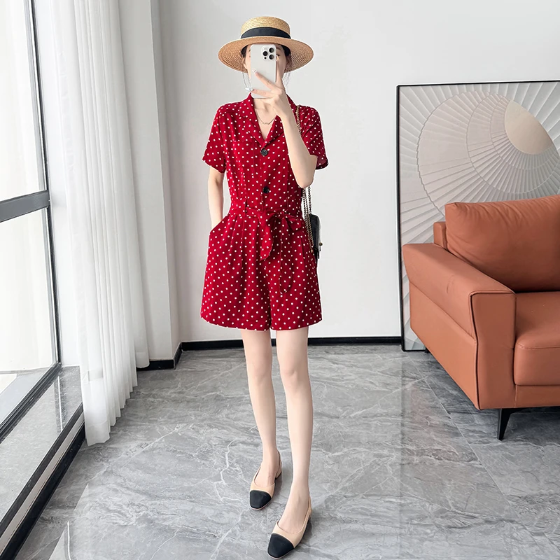 连体裤女夏2025新款气质高端时尚显瘦系带小个子雪纺阔腿短裤套装