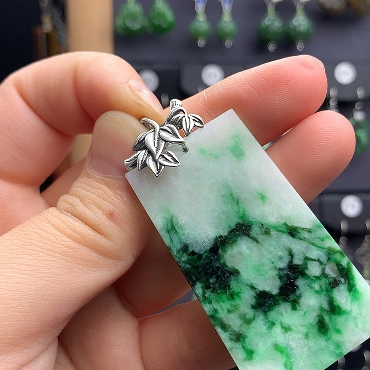 翡翠耳饰银S925镶嵌?****࿐