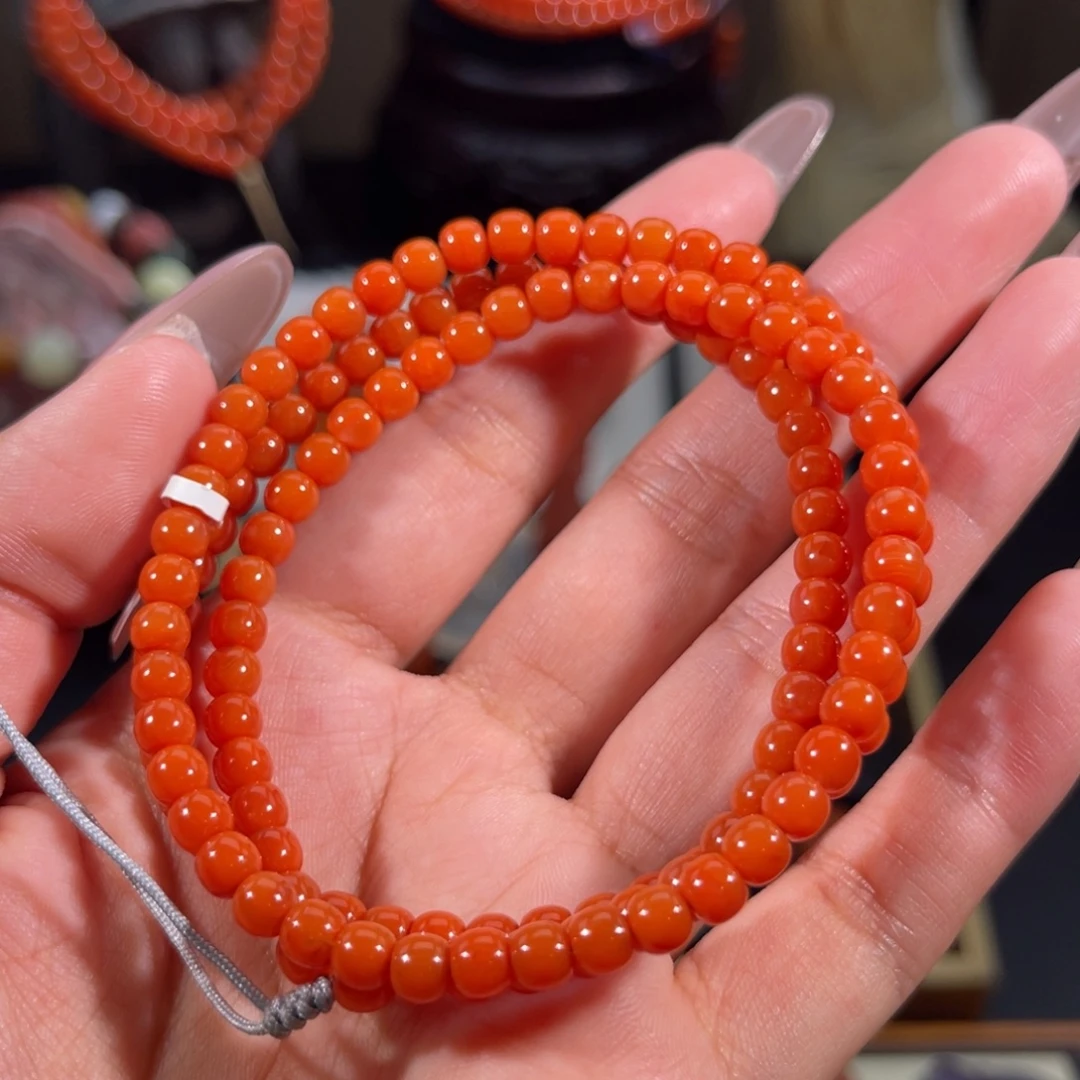 南红玛瑙未镶嵌老形念珠串4.8左右