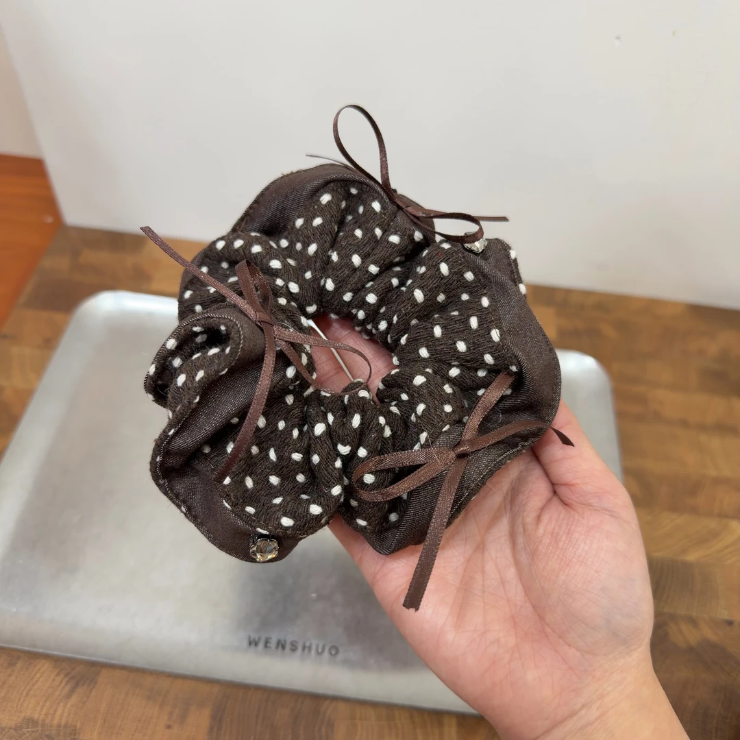 韩国发饰头饰气质小众设计咖色发绳头绳ins风波点咖色大肠发圈